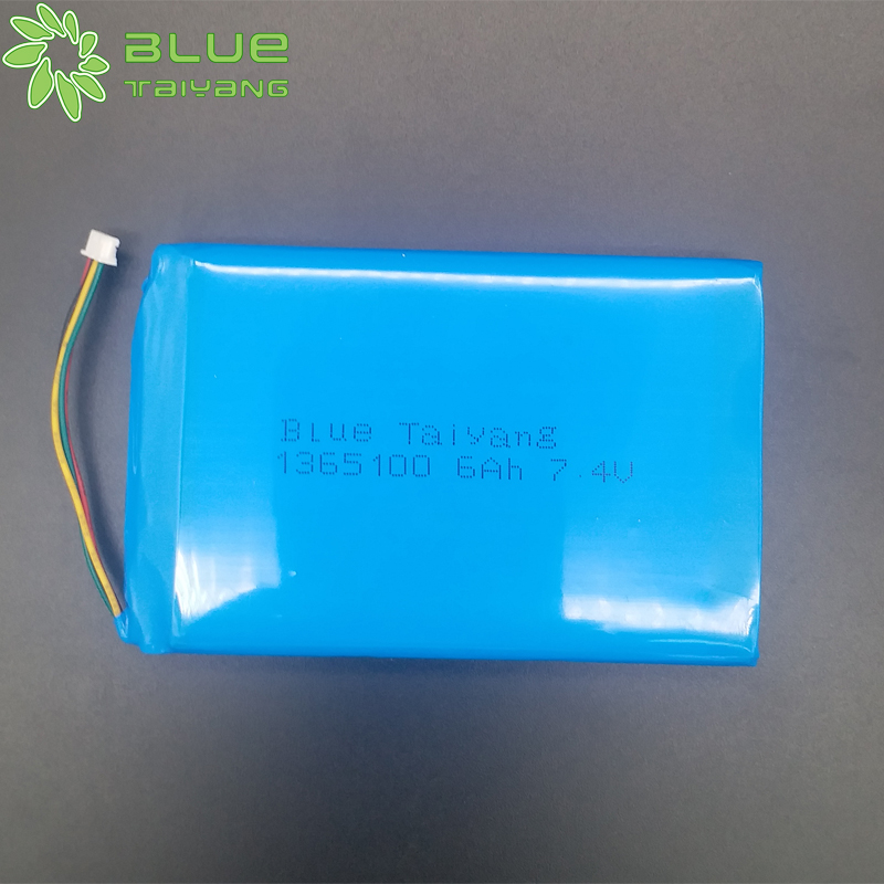 Smart rechargeable li polymer battery 7.4v LP1365100 li ion battery 7.4v 6000mah 44.4wh lithium polymer battery