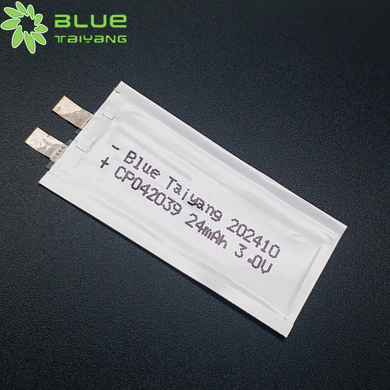 Smart card label battery 24mah non-rechargeable soft li-mno2 CP042039 3.0V flexible ultra thin tiny