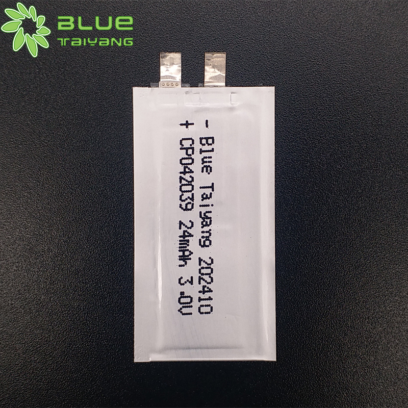 Smart card label battery 24mah non-rechargeable soft li-mno2 CP042039 3.0V flexible ultra thin tiny