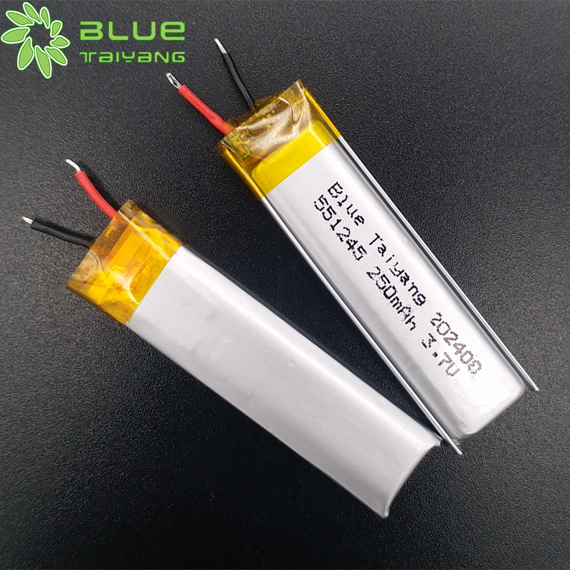 Factory 551245 rechargeable lithium polymer battery 3.7v 250mah 0.925wh lithium ion lipo batterie