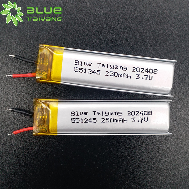 Factory 551245 rechargeable lithium polymer battery 3.7v 250mah 0.925wh lithium ion lipo batterie