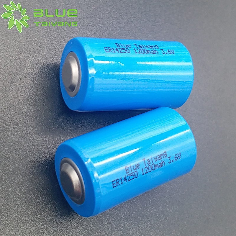 ER14250 3.6v cylindrical li-socl2 lithium battery 1200mah