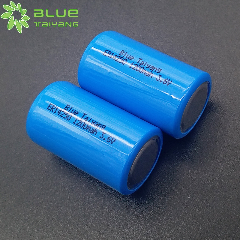 ER14250 3.6v cylindrical li-socl2 lithium battery 1200mah