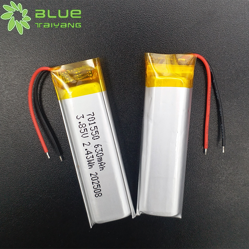 701550 Custom Rechargeable Batterie Lipo 3.85v 630mah Li Polymer Battery