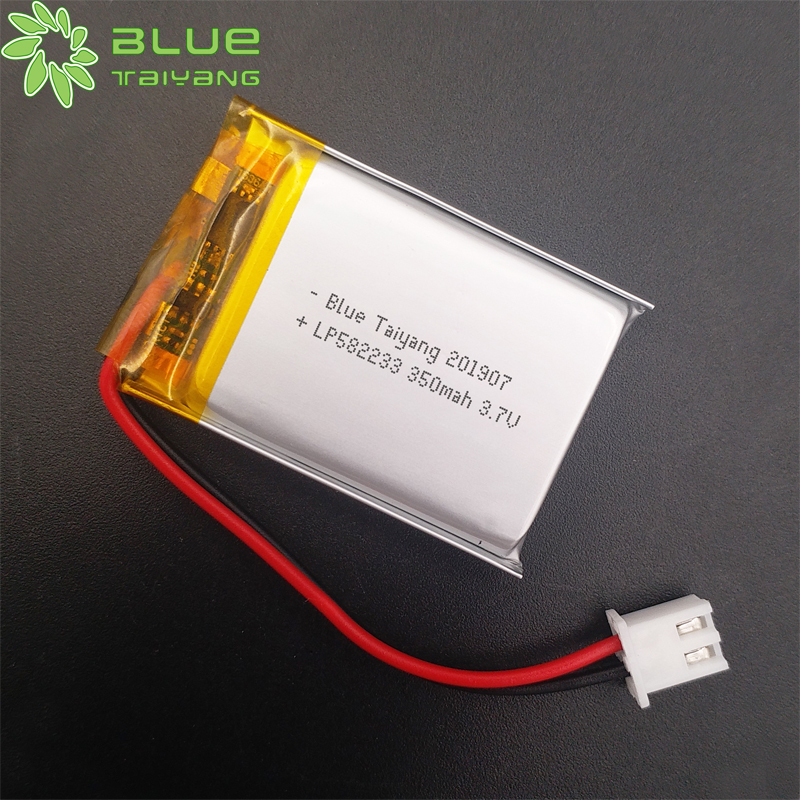 custom 582233 350mah 3.7v polymer lithium ion batteries 350 mah battery