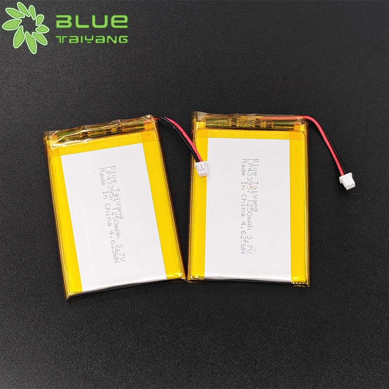 433957 lipo batarya custom li ion battery 3.7v 1250mah 4.625wh lithium polymer pil battery