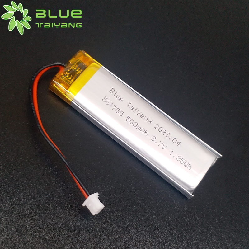 561755 custom lithium battery lipo battery 3.7v 500mah 1.85wh li ion polymer battery