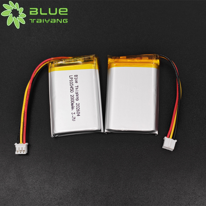 103450 3.7v 2000mah NCM 7.4wh rechargeable lithium polymer battery