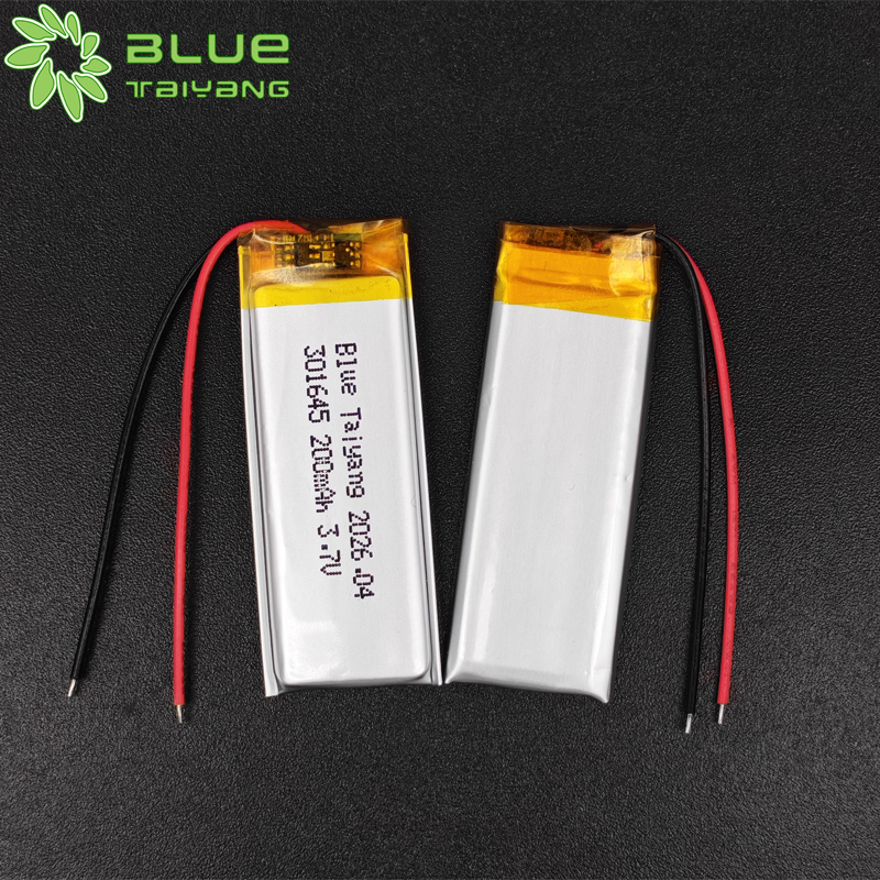 301645 rechargeable lithium battery 3.7v 200mah 0.74wh mp3 player battery