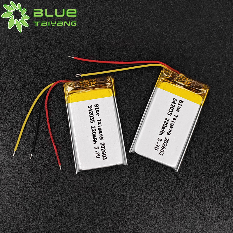 342035 Rechargeable Customize Li Polymer Battery 3.7v 220mah 0.81wh Battery Lithium Ion Cell