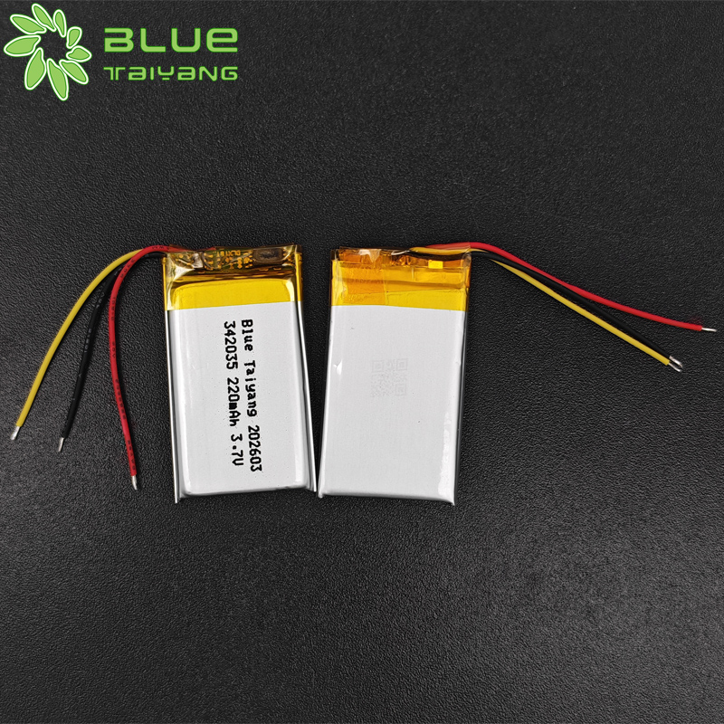342035 Rechargeable Customize Li Polymer Battery 3.7v 220mah 0.81wh Battery Lithium Ion Cell