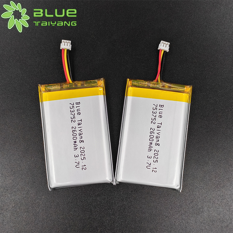 753752 lithium li ion rechargeable battery 3.7v 2600mah lithium battery cell