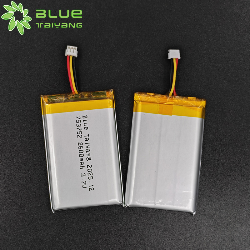 753752 lithium li ion rechargeable battery 3.7v 2600mah lithium battery cell