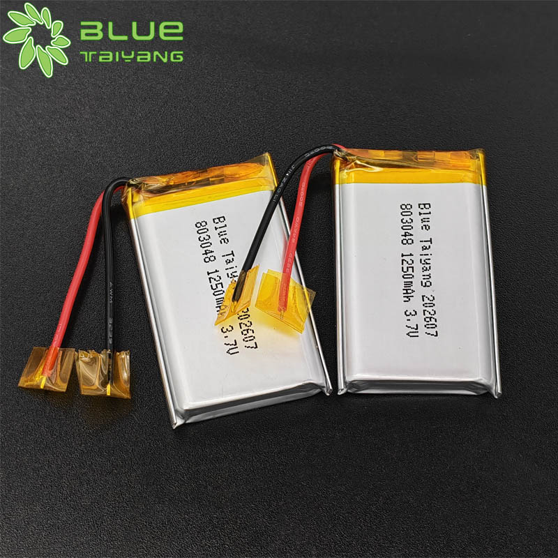 3.7V 1250mAh 803048 Rechargeable Lithium Polymer Li-Po Battery for Portable Projectors High Capacity Li-Polymer Cell