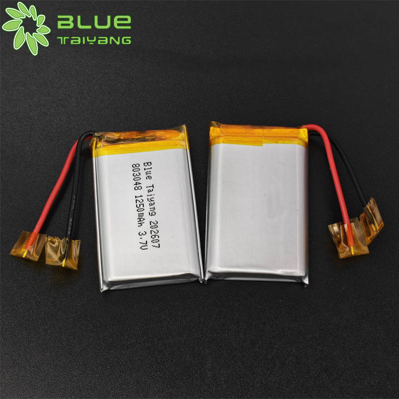 3.7V 1250mAh 803048 Rechargeable Lithium Polymer Li-Po Battery for Portable Projectors High Capacity Li-Polymer Cell