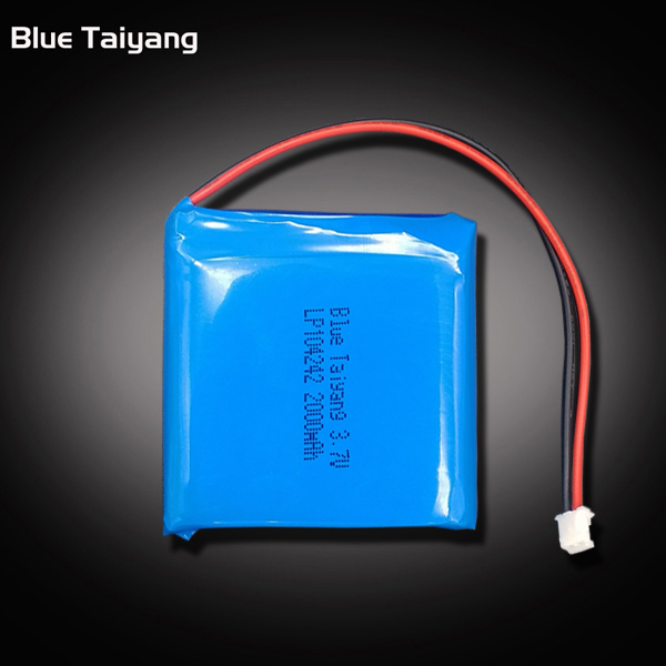Square rechargeable lipo battery pack 104242 3.7v 2000mah lithium polymer cell