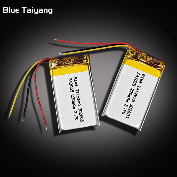 342035 Rechargeable Customize Li Polymer Battery 3.7v 220mah 0.81wh Battery Lithium Ion Cell