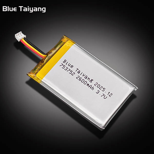 753752 lithium li ion rechargeable battery 3.7v 2600mah lithium battery cell