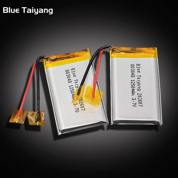 3.7V 1250mAh 803048 Rechargeable Lithium Polymer Li-Po Battery for Portable Projectors High Capacity Li-Polymer Cell